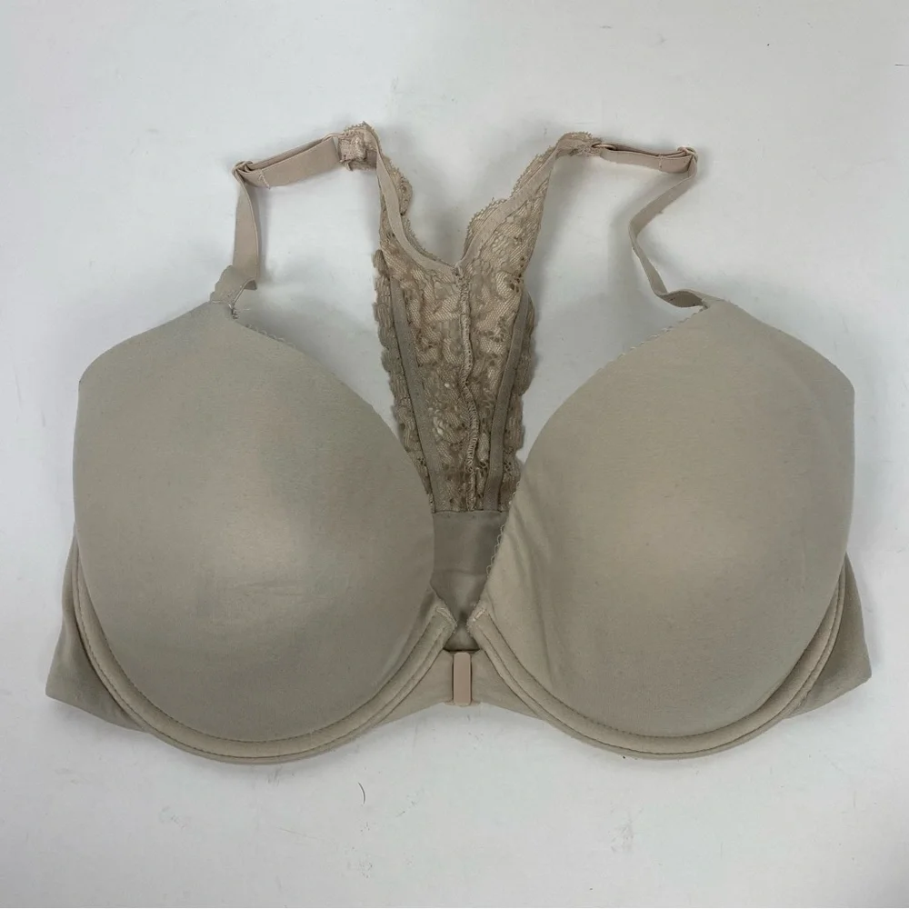 Victoria's Secret Lined Demi Racerback Lace Underwire Bra Tan Nude